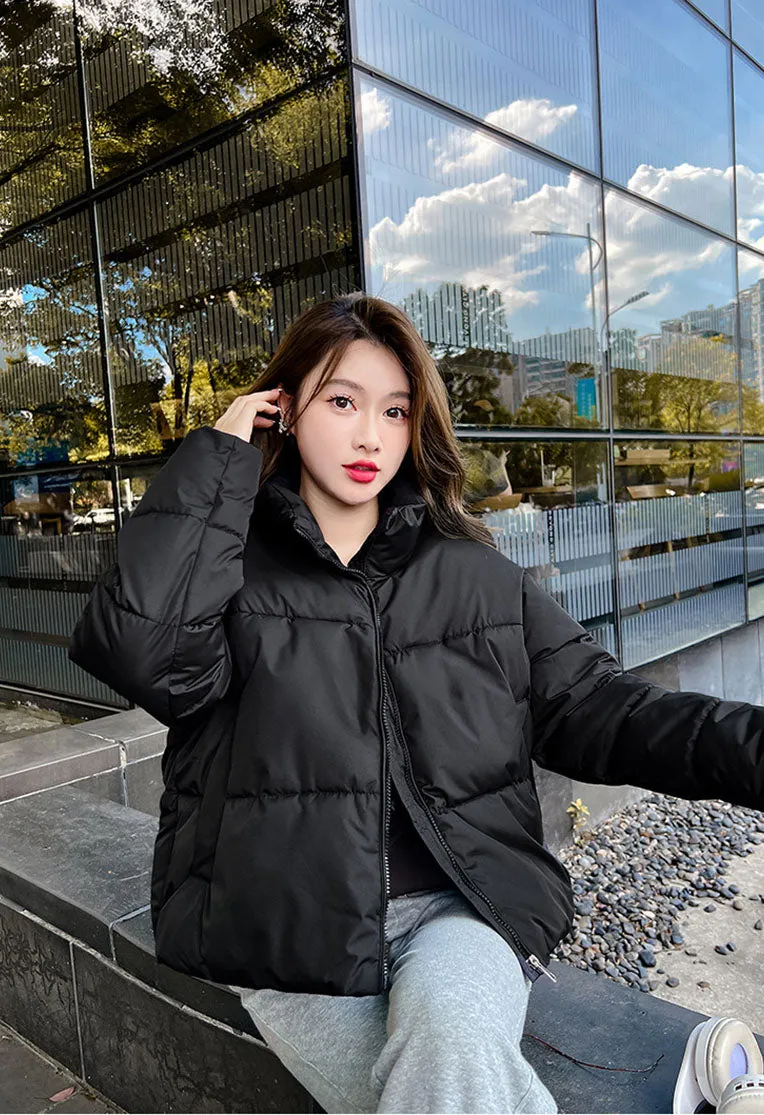 Waterproof and Windproof Cropped Puffer Jacket for Women