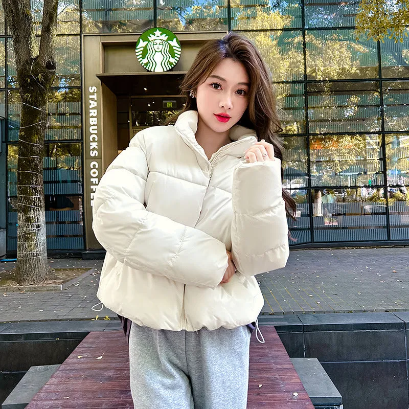 Waterproof and Windproof Cropped Puffer Jacket for Women