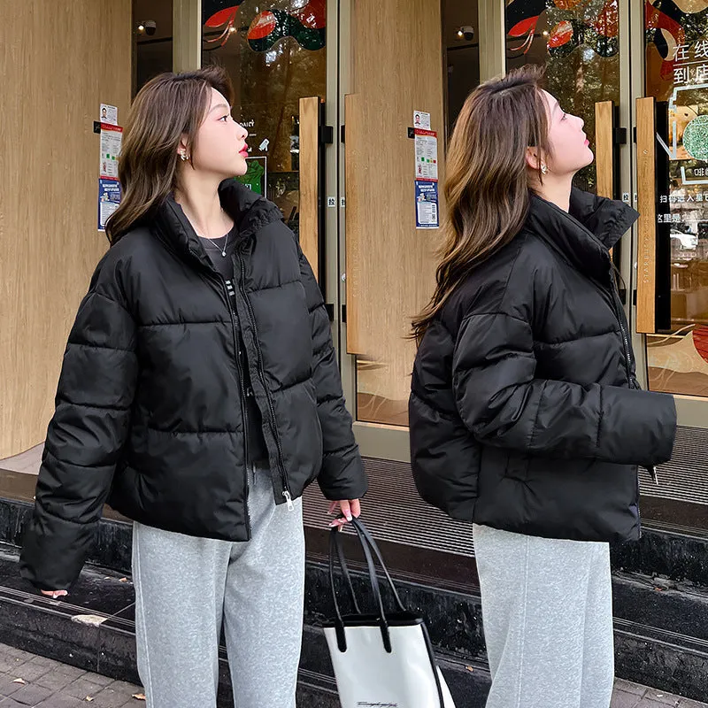 Waterproof and Windproof Cropped Puffer Jacket for Women