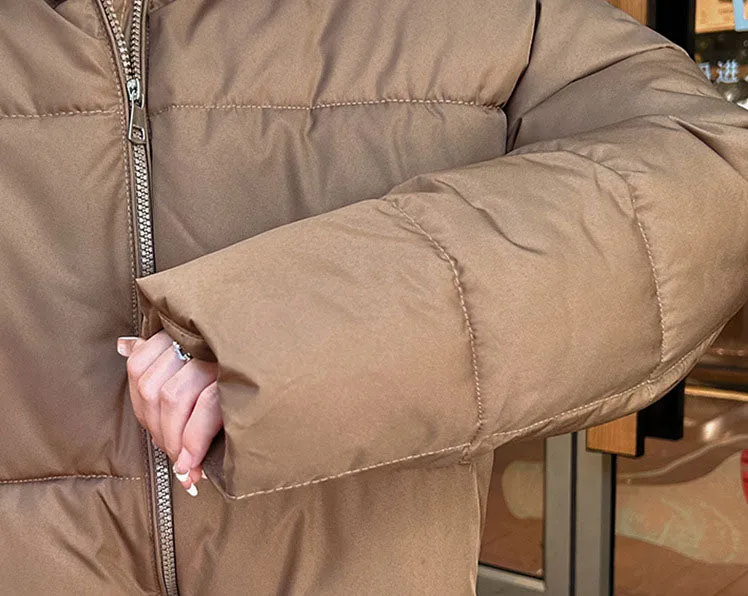 Waterproof and Windproof Cropped Puffer Jacket for Women