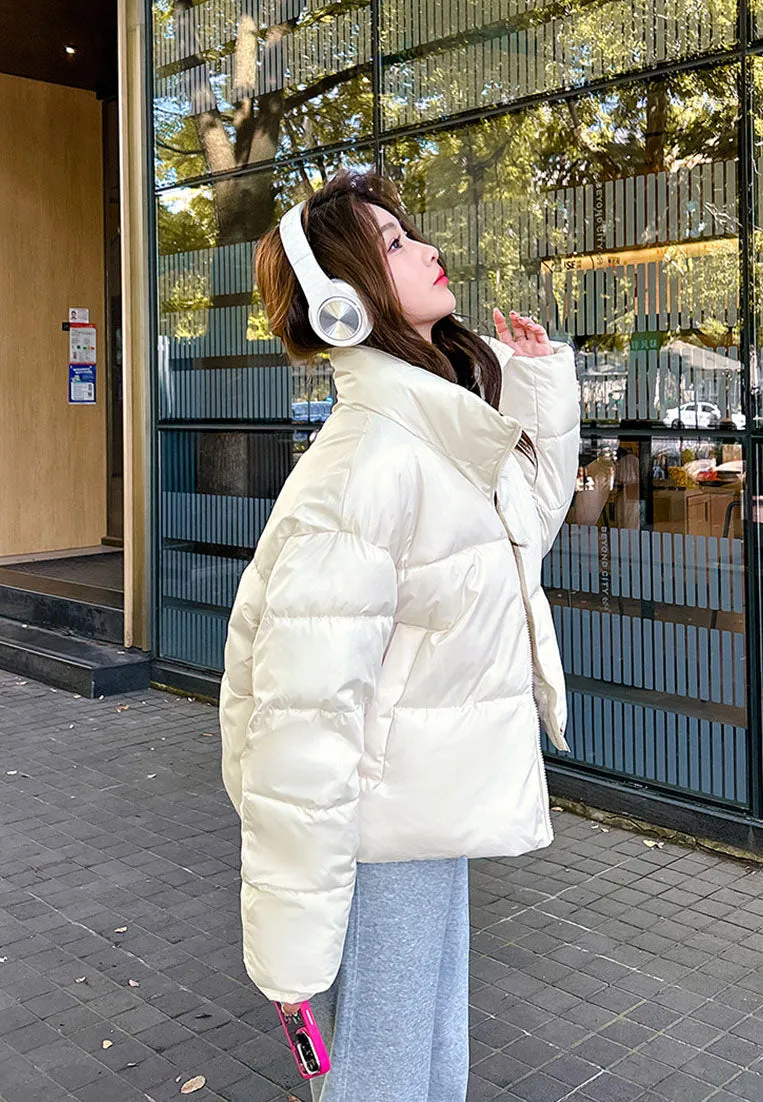 Waterproof and Windproof Cropped Puffer Jacket for Women