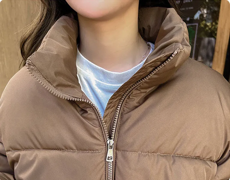 Waterproof and Windproof Cropped Puffer Jacket for Women