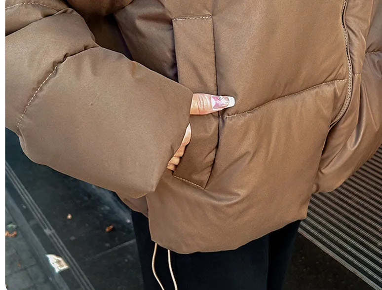 Waterproof and Windproof Cropped Puffer Jacket for Women