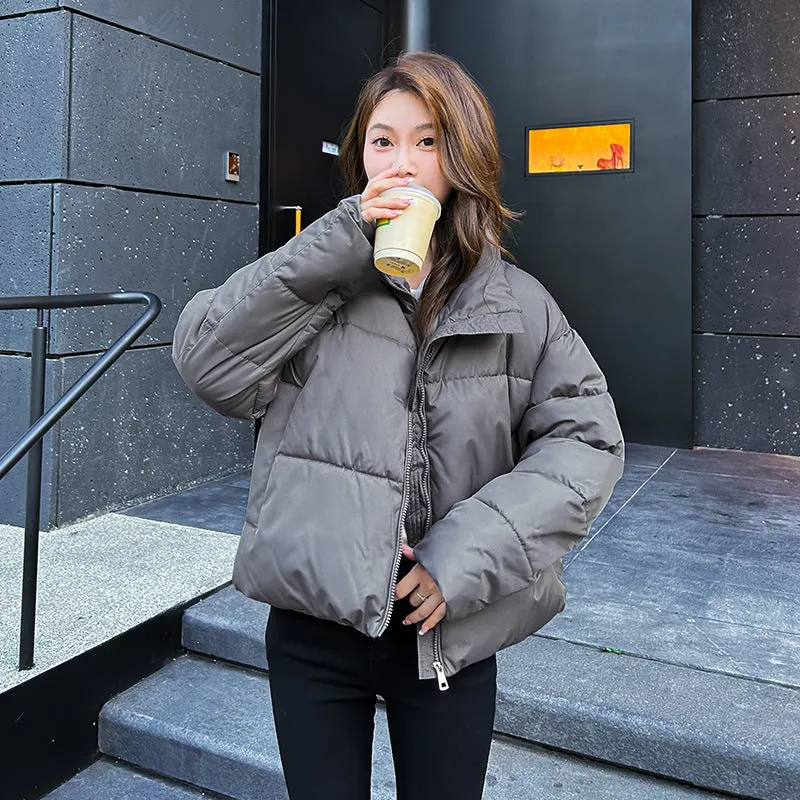 Waterproof and Windproof Cropped Puffer Jacket for Women