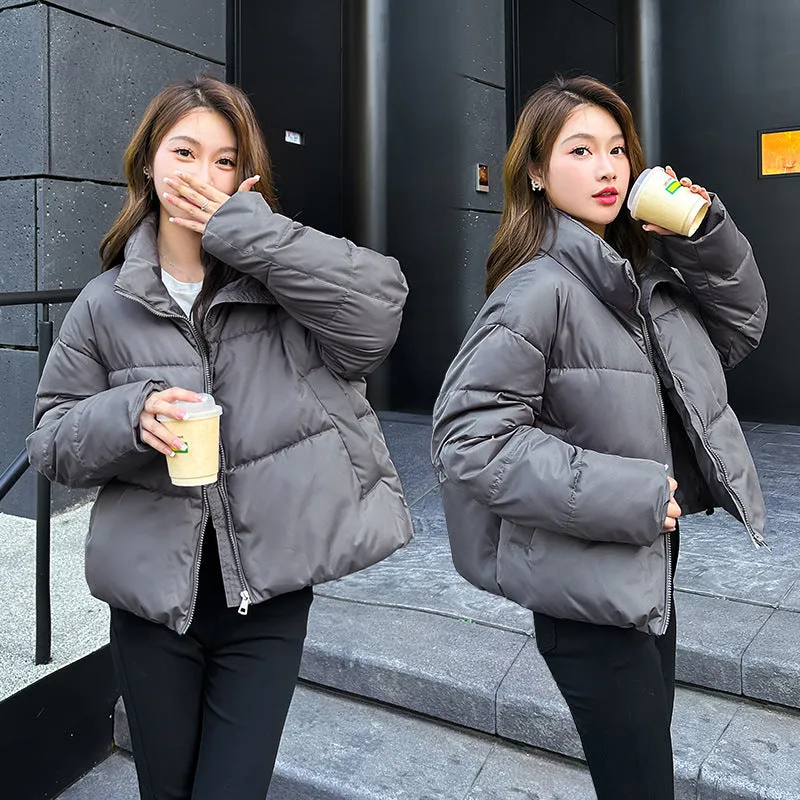 Waterproof and Windproof Cropped Puffer Jacket for Women