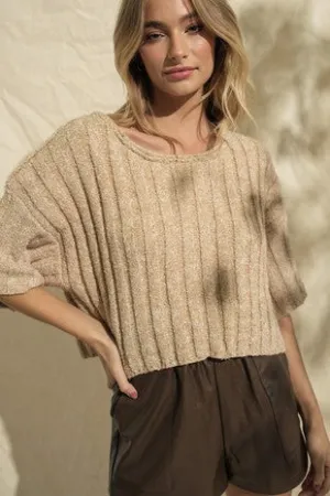 WENDY TWO-TONE V-NECK SWEATER