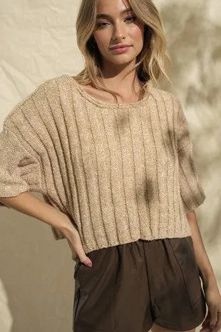 WENDY TWO-TONE V-NECK SWEATER