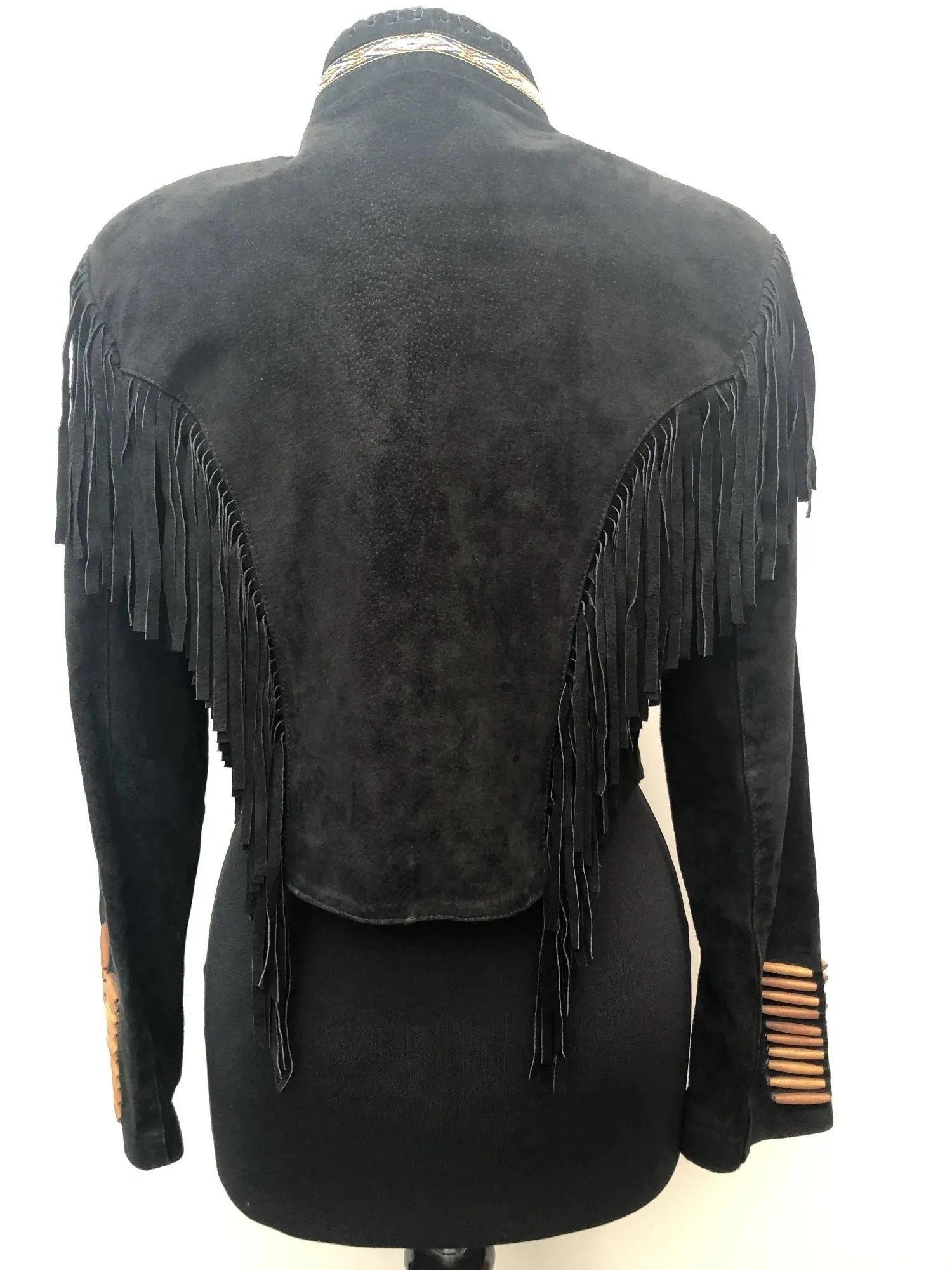 Western Fringe Black Suede Leather Jacket for Women Cowgirl WFJ701
