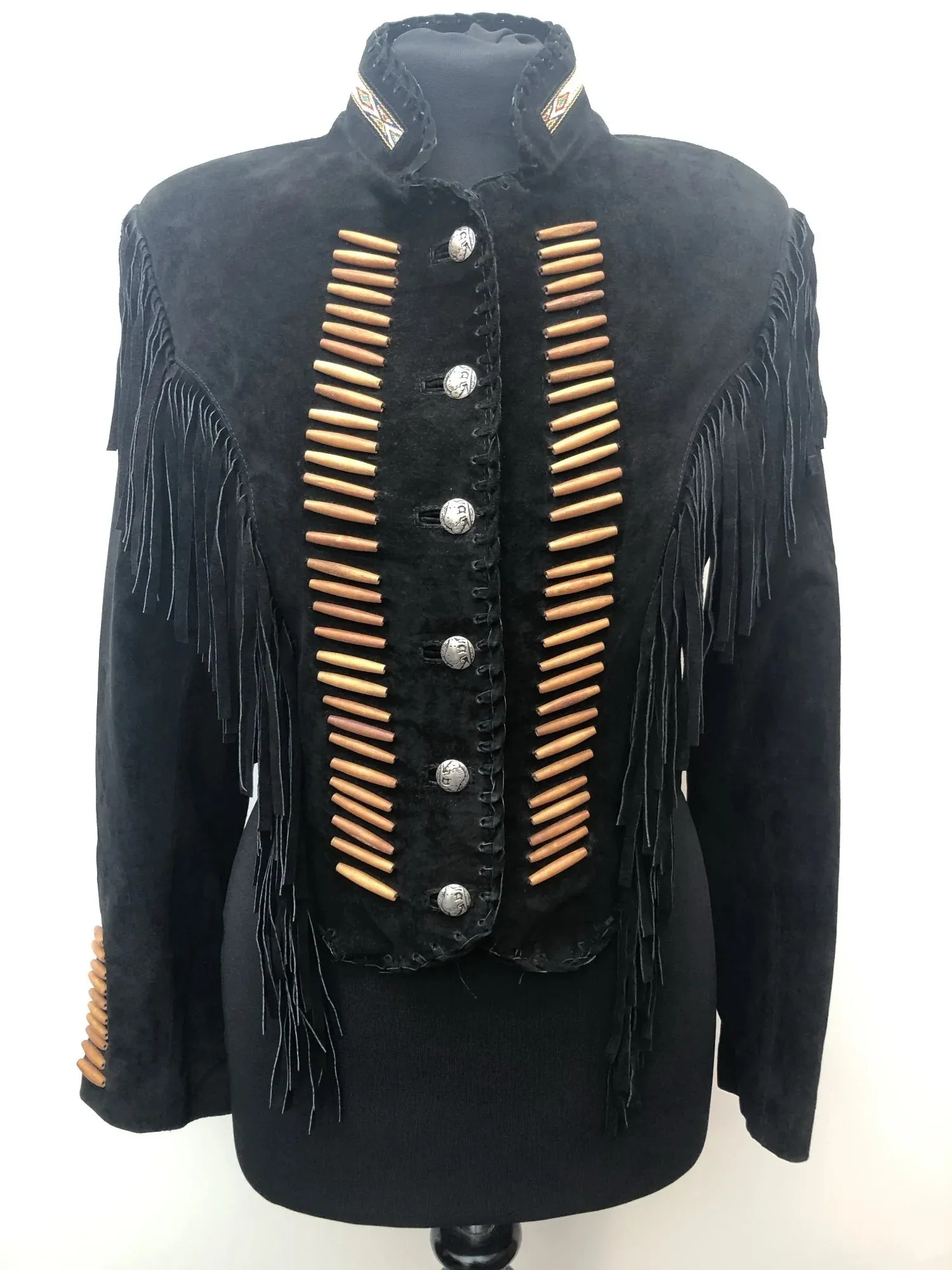Western Fringe Black Suede Leather Jacket for Women Cowgirl WFJ701