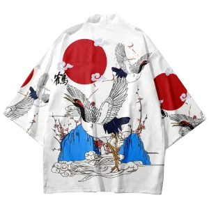 White Crane Yukata Top