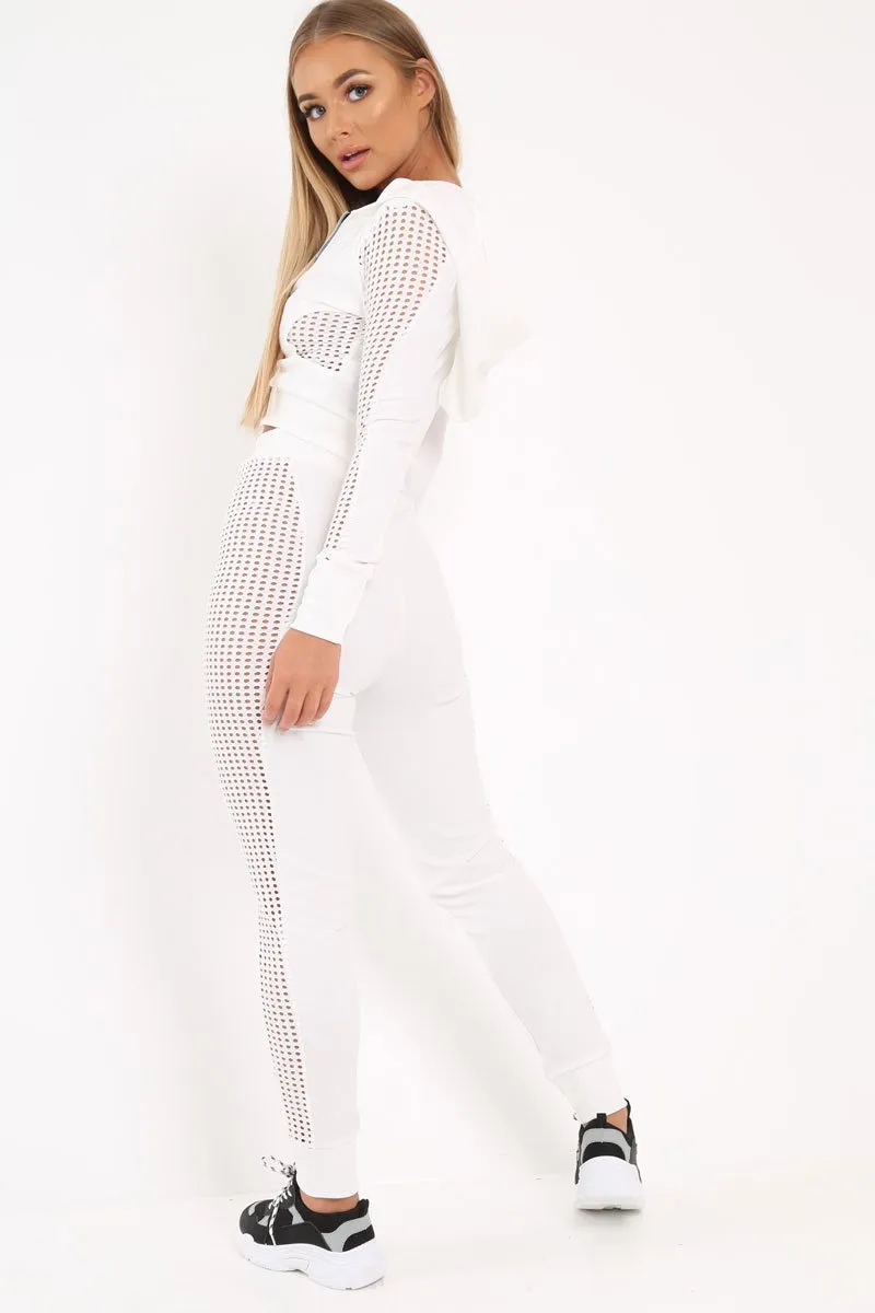 White Cut Out Side Panel Tracksuit - Miela
