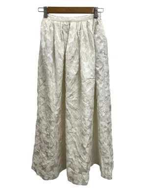 White Textured Floral Skirt LB