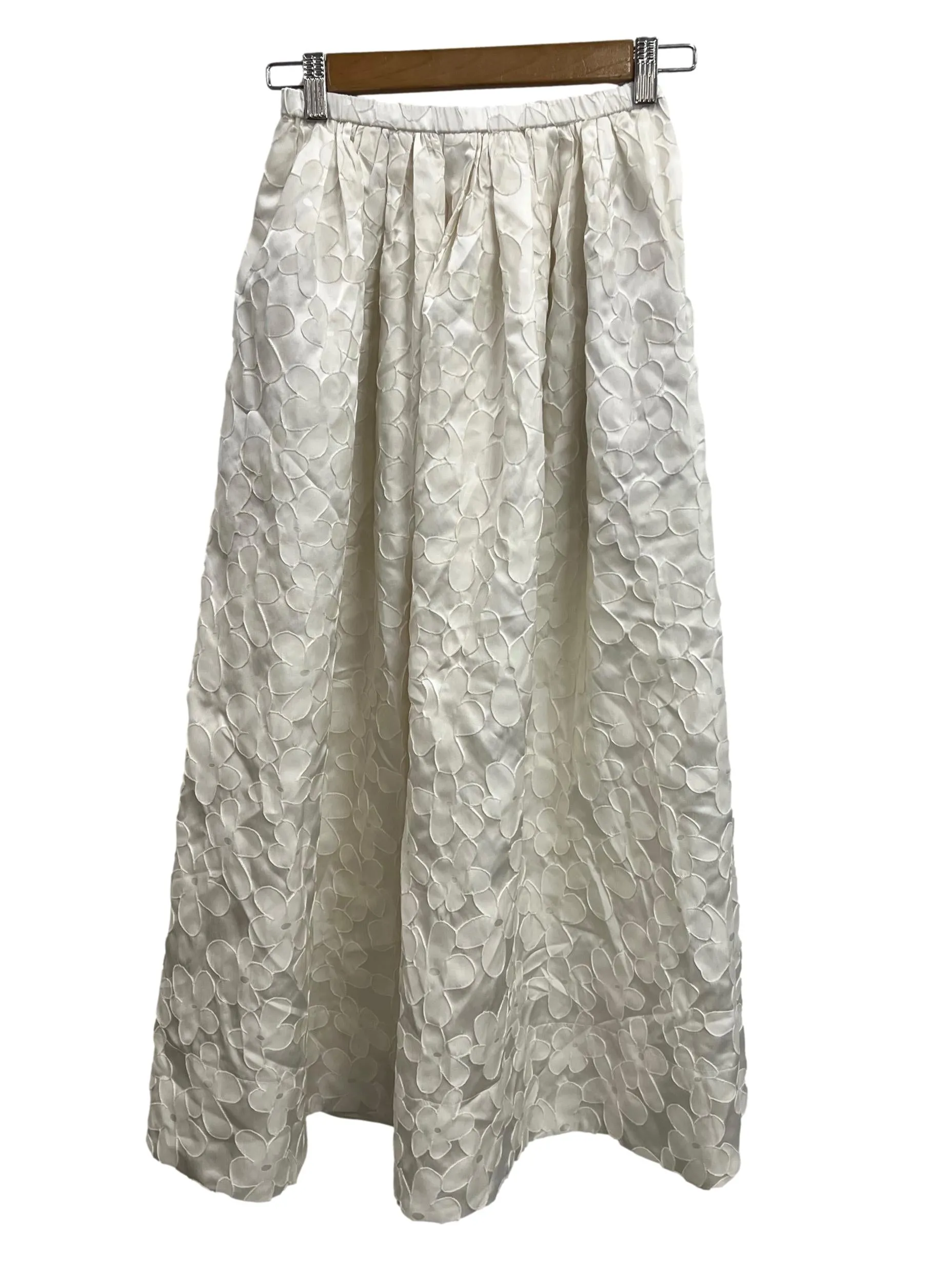 White Textured Floral Skirt LB