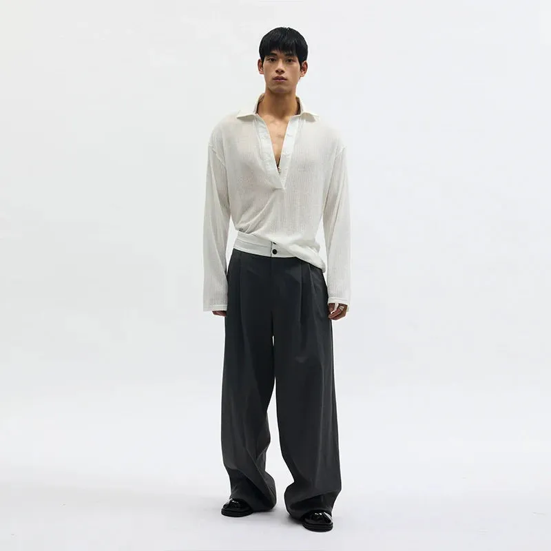 White Textured Long-Sleeve Shirt