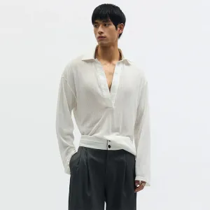 White Textured Long-Sleeve Shirt