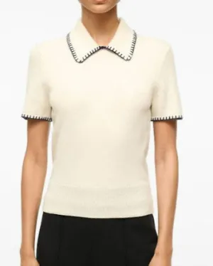 Windsor Top in Ivory/Navy