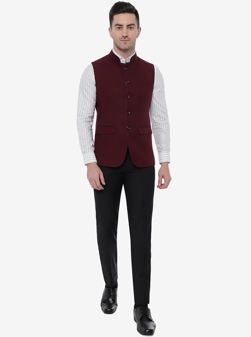 Wine Bandhgala Jacket | JB Studio