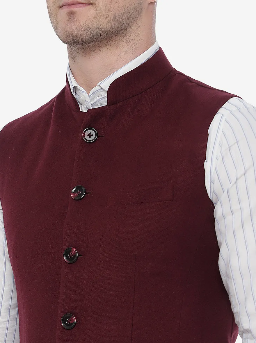 Wine Bandhgala Jacket | JB Studio