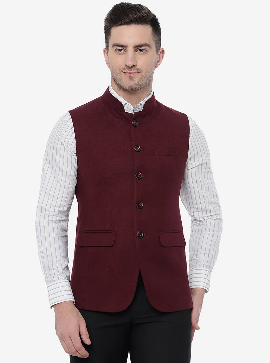 Wine Bandhgala Jacket | JB Studio