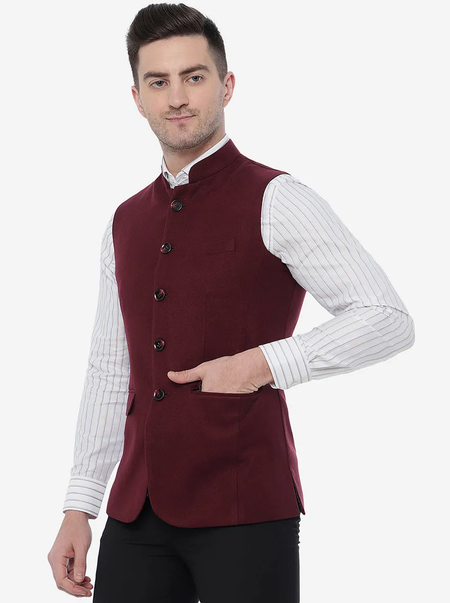 Wine Bandhgala Jacket | JB Studio