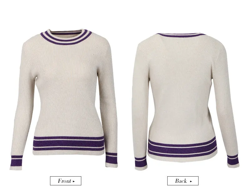 Winter Women's Tight-fitting Striped Sweater