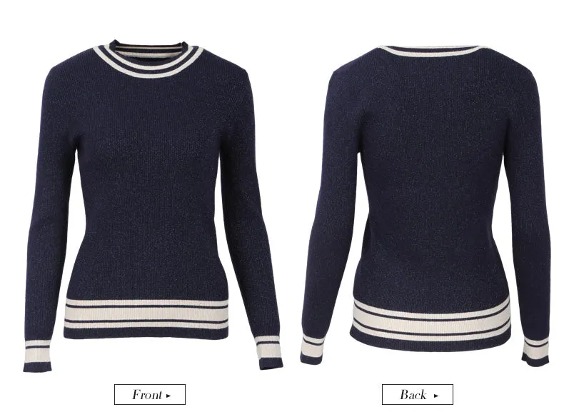 Winter Women's Tight-fitting Striped Sweater