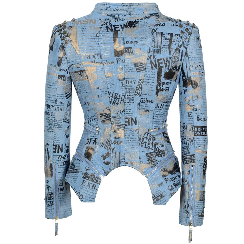 Women new European American vintage newspaper jackets