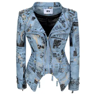 Women new European American vintage newspaper jackets