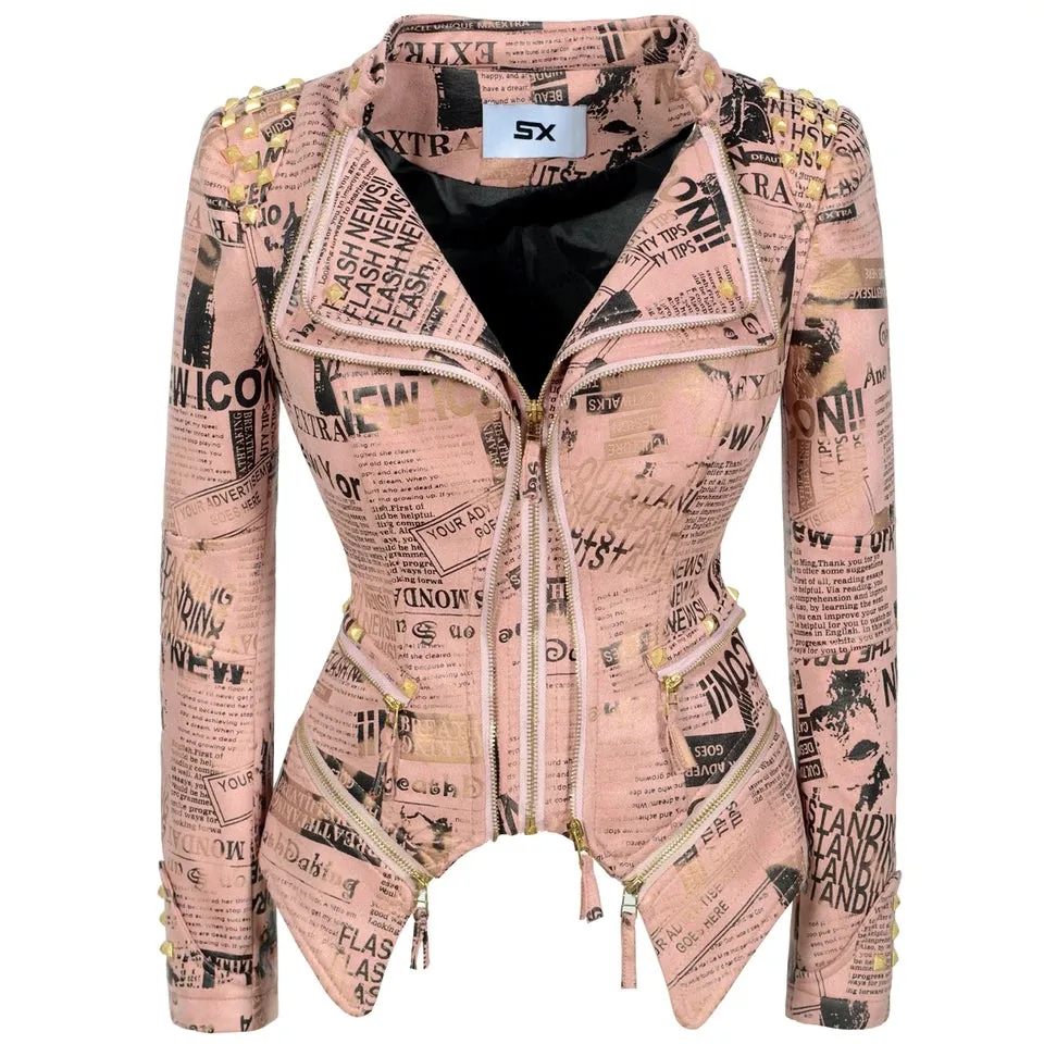 Women new European American vintage newspaper jackets