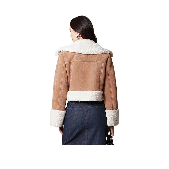 Women's Asymmetrical Suede Leather Cropped Jacket