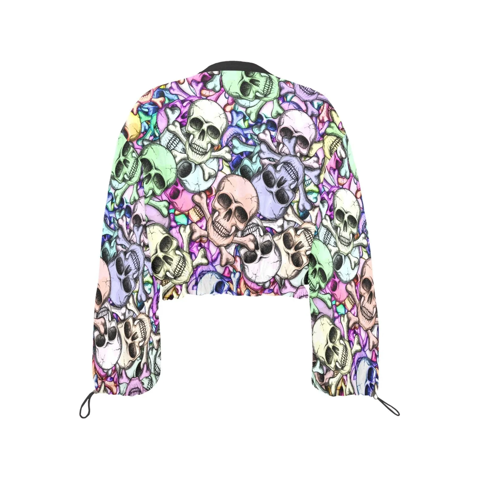 Women's Colorful Skulls Chiffon Cropped Jacket