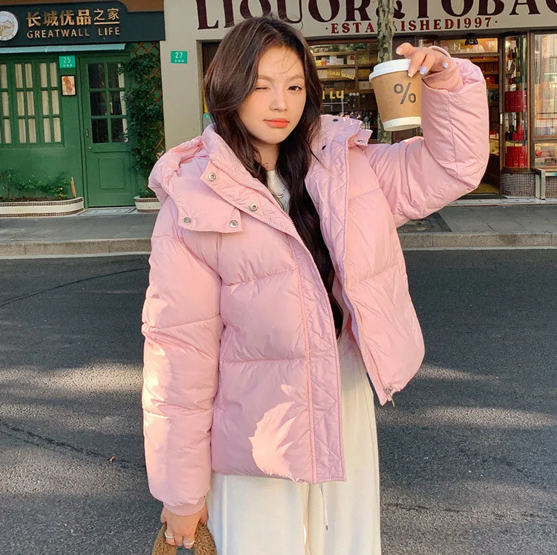 Women's Hooded Quilted Puffer Jacket with Windproof and Water-resistant Features
