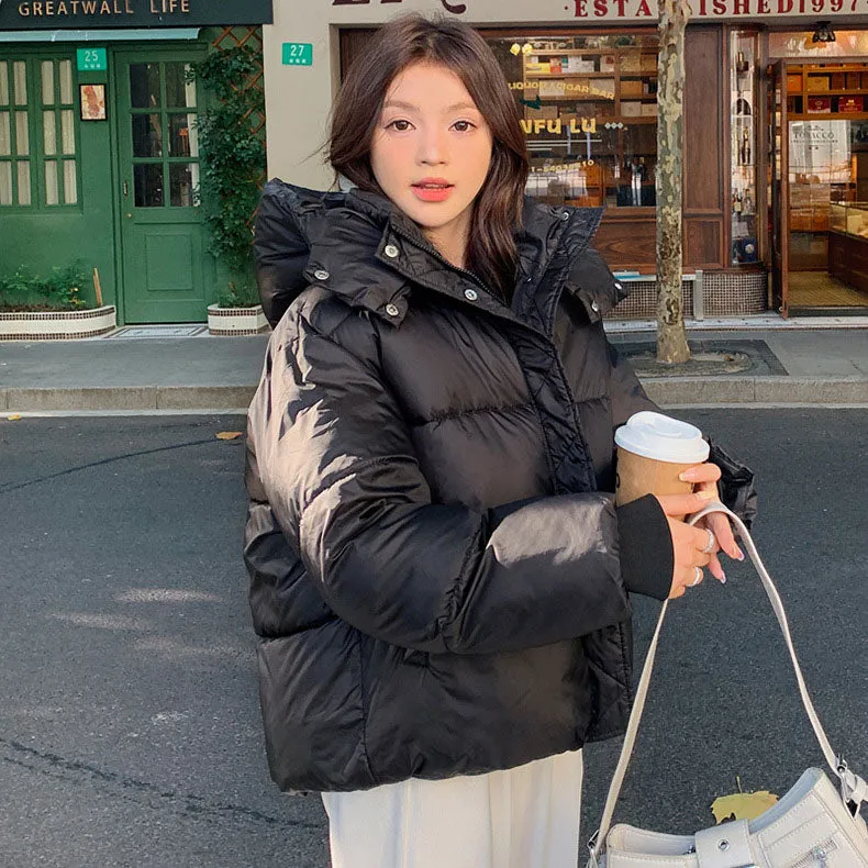 Women's Hooded Quilted Puffer Jacket with Windproof and Water-resistant Features