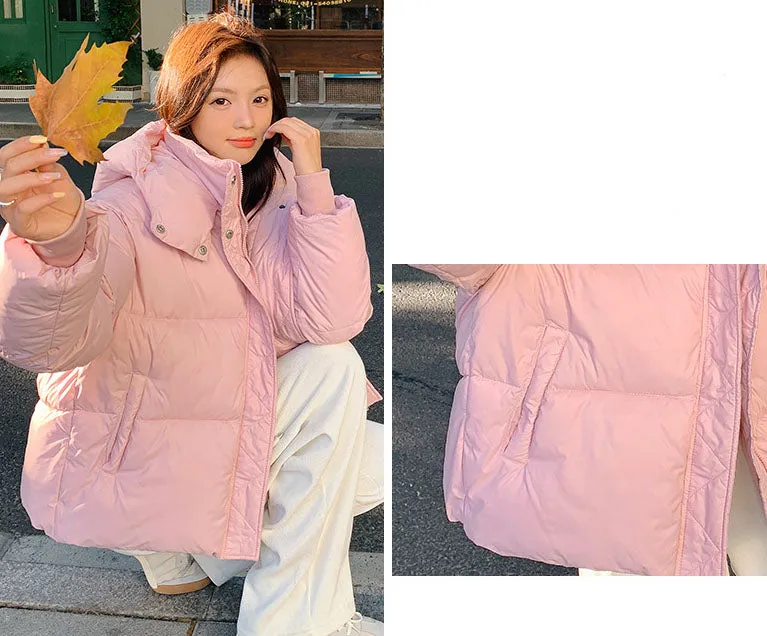 Women's Hooded Quilted Puffer Jacket with Windproof and Water-resistant Features