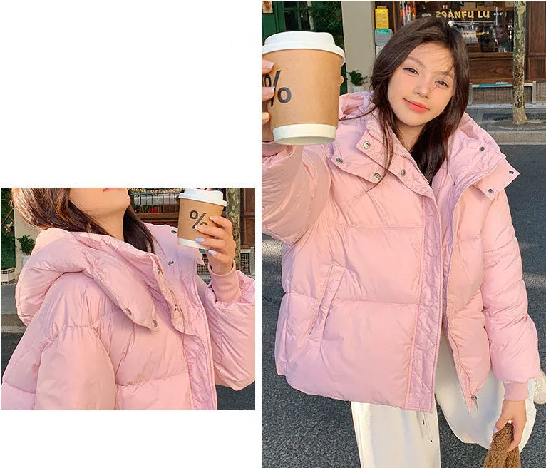 Women's Hooded Quilted Puffer Jacket with Windproof and Water-resistant Features