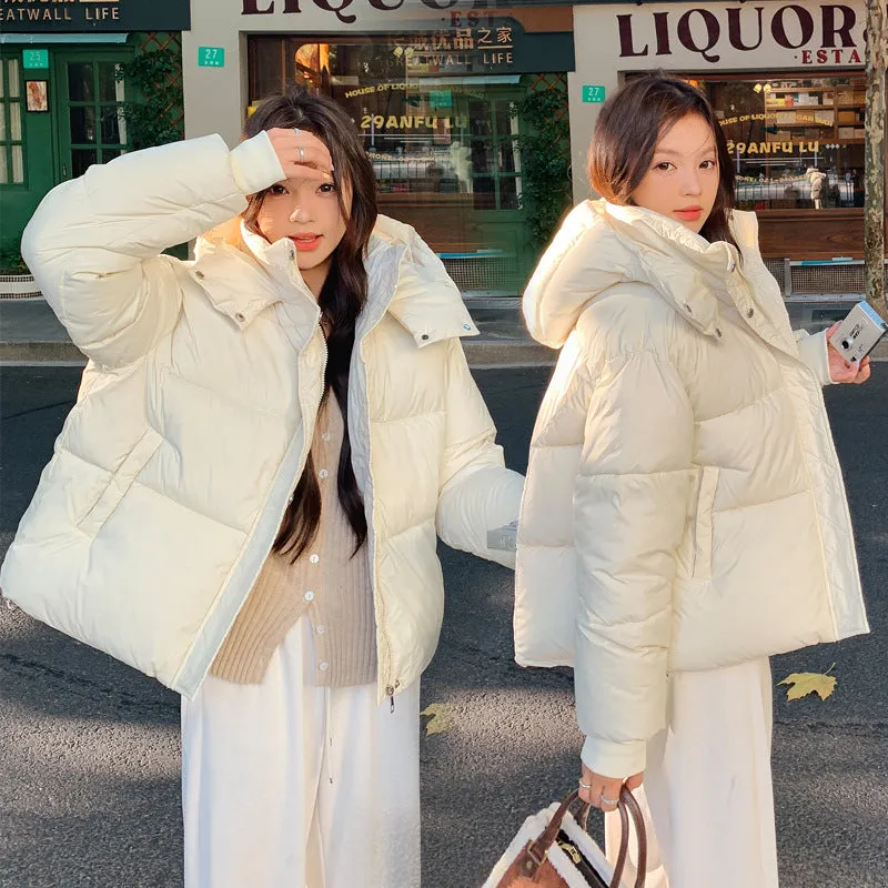 Women's Hooded Quilted Puffer Jacket with Windproof and Water-resistant Features