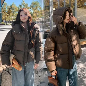 Women's Hooded Quilted Puffer Jacket with Windproof and Water-resistant Features