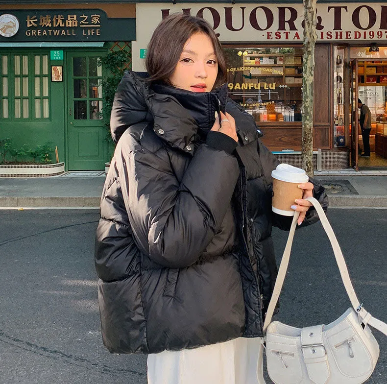 Women's Hooded Quilted Puffer Jacket with Windproof and Water-resistant Features