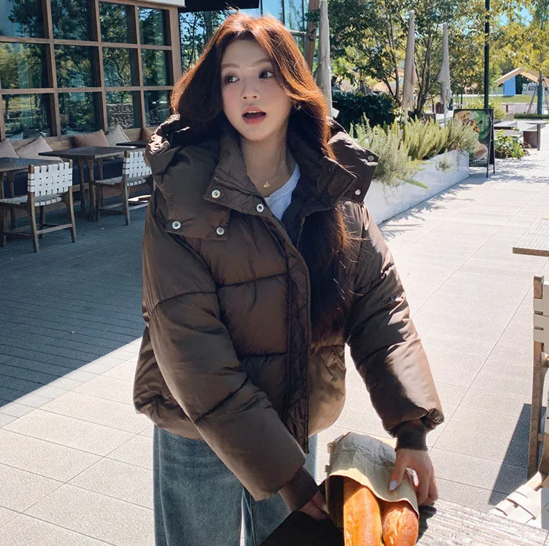 Women's Hooded Quilted Puffer Jacket with Windproof and Water-resistant Features