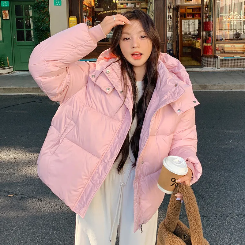 Women's Hooded Quilted Puffer Jacket with Windproof and Water-resistant Features
