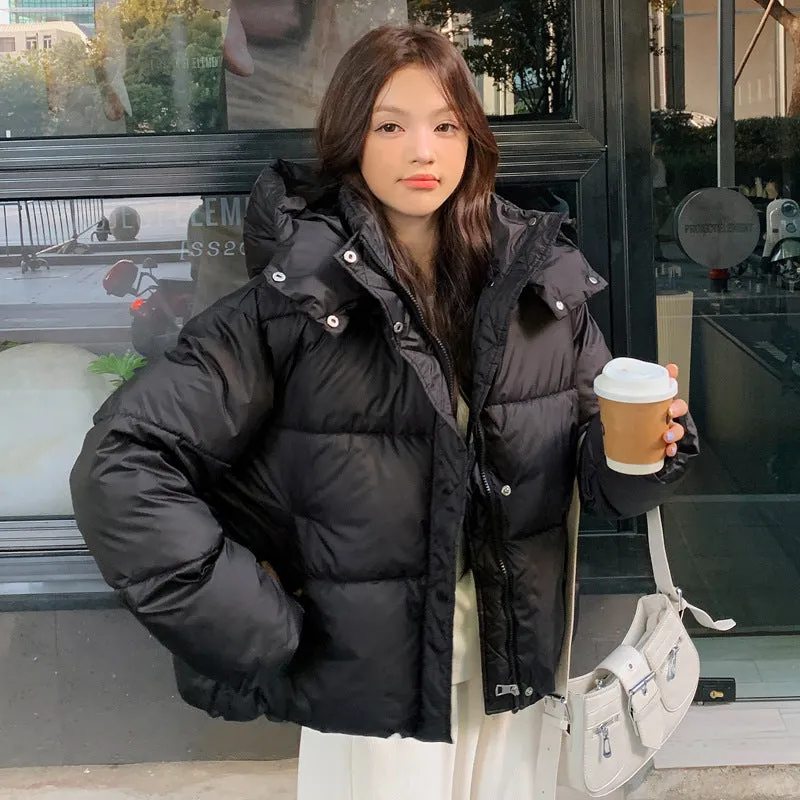 Women's Hooded Quilted Puffer Jacket with Windproof and Water-resistant Features