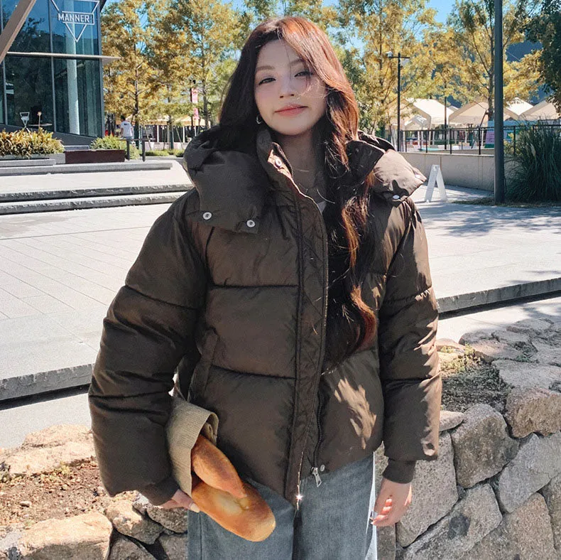 Women's Hooded Quilted Puffer Jacket with Windproof and Water-resistant Features