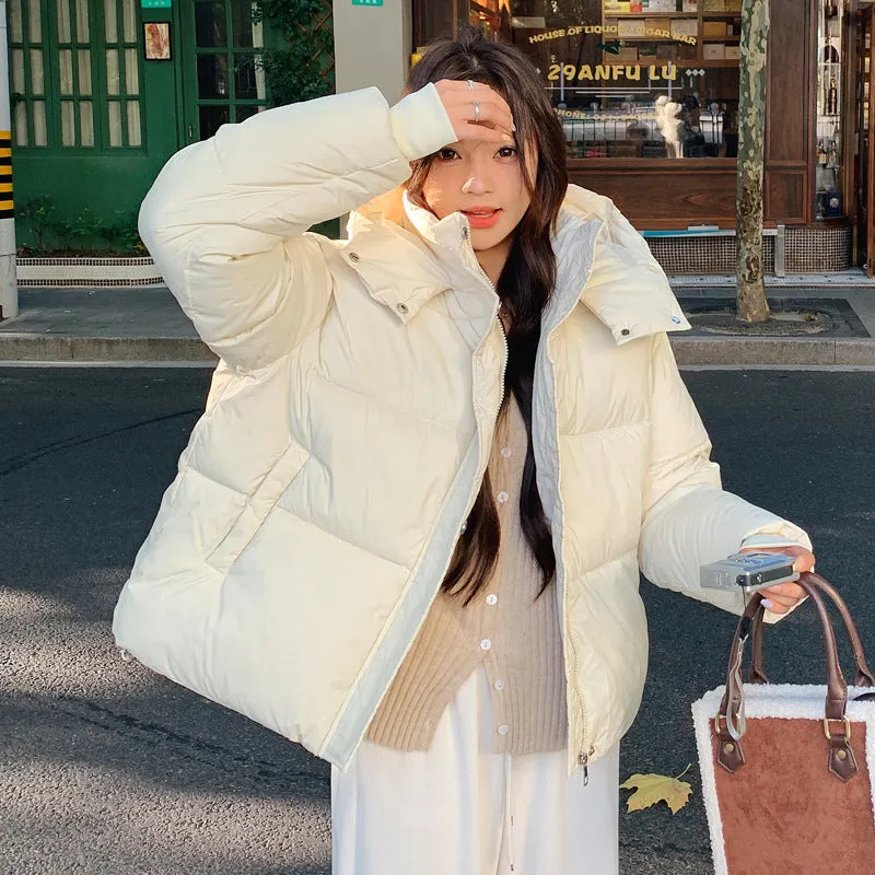 Women's Hooded Quilted Puffer Jacket with Windproof and Water-resistant Features