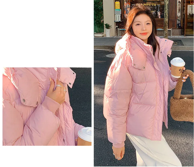 Women's Hooded Quilted Puffer Jacket with Windproof and Water-resistant Features