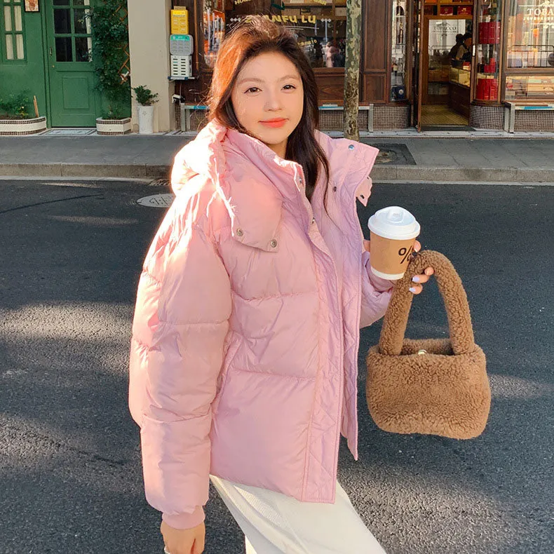 Women's Hooded Quilted Puffer Jacket with Windproof and Water-resistant Features