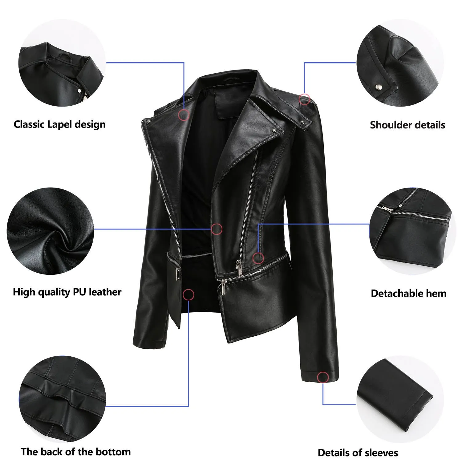 Women's leather vegan jacket pleather