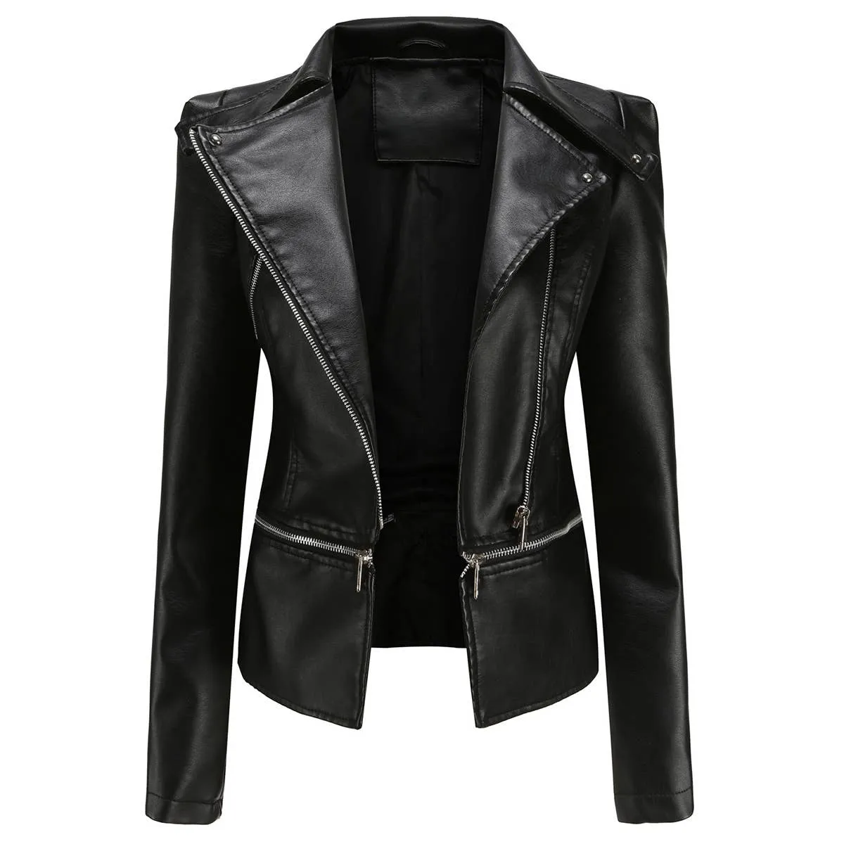 Women's leather vegan jacket pleather
