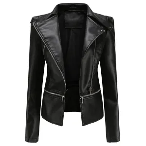 Women's leather vegan jacket pleather