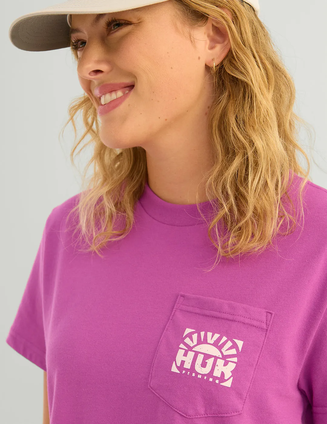 Womens Sunrise Crop Pocket Tee