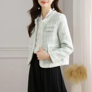 Women's Textured Print Blazer with Cropped Design